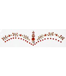 Dark Red and White Stone Studded Double Layer Bridal Bindi