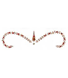 Red and White Stone Studded Bridal Decoration