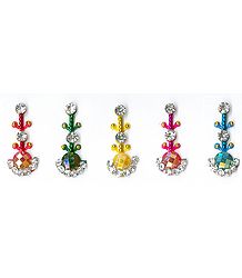White Stone Studded Multicolor Long Bindis