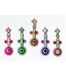 White Stone Studded Multicolor Long Bindis