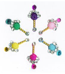 Multicolor and White Stone Studded Long Bindis