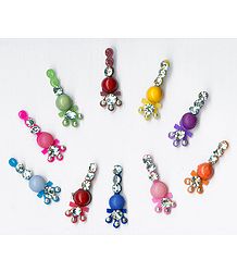 White Stone Studded Multicolor Long Bindis