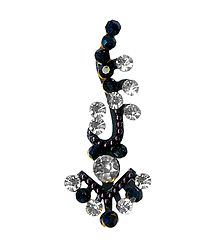 Black with White Stone Fancy Bindi