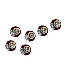6 Maroon Felt Bindis with White Stone