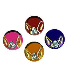 White Stone Studded Multicolor Round Bindis