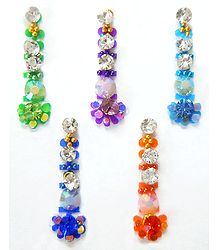 Long Bindis with Multicolor and White Stone