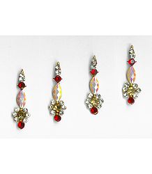 Off-White and Maroon Stone Studded Long Bindis