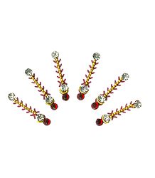 Maroon with White Stone Long Bindis