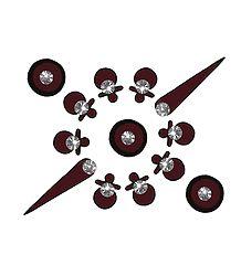 Maroon Teardrop and Round Bindis