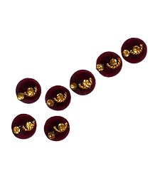 7 Maroon Felt Round Bindis with White Stone
