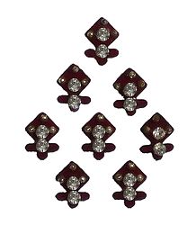 8 Maroon Felt Bindis with White Stone