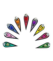 Multicolor Teardrop Long Bindis
