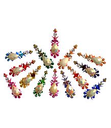 14 Colorful Bindis with White Stone