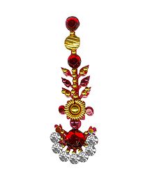 Red with White Stone Long Bindi