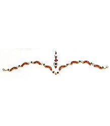 Red, White, Yellow and Green Stone Studded Bridal Decoration