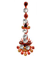 Saffron and White Stone Studded Designer Bindi
