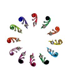 12 Small Bindis with Maroon Stone