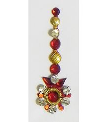 Red and White Stone Studded Bindi