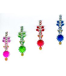 Designer Multicolor Bindis with  Multicolor and White Stones
