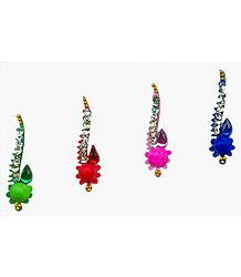 Designer Multicolor Bindis with  White Stones