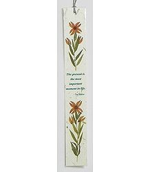 Dried Flowers Pasted on Handmade Paper - Bookmark