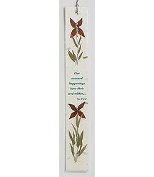 Dried Flowers Pasted on Handmade Paper - Bookmark