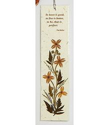 Dried Flowers Pasted on Handmade Paper - Bookmark