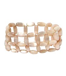 Beige Acrylic Bead Stretch Bracelet