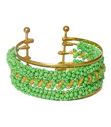 Green Beaded Cuff Bracelet