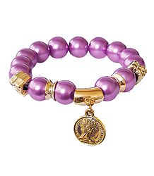 Mauve Beaded Stretch Charm Bracelet
