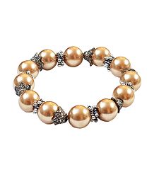 Light Copper Beaded Stretch Bracelet