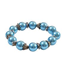 Blue Beaded Stretch Bracelet