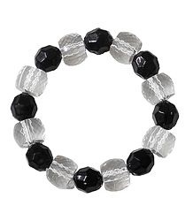 Black and White Acrylic Beaded Stretch Bracelet