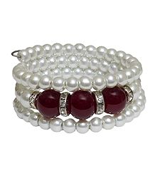 White Beaded Adjustable Bracelet