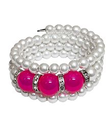 White Beaded Adjustable Bracelet
