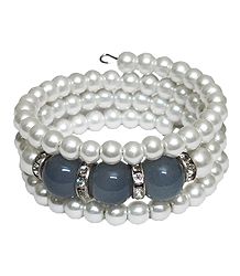 White Beaded Adjustable Bracelet