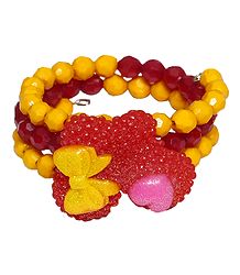 Red and Yellow Beaded Adjustable Bracelet
