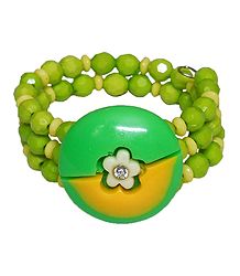 Green and Yellow Beaded Adjustable Bracelet