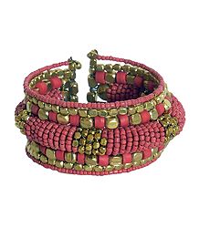 Metal and Synthetic Bead Cuff Bracelet