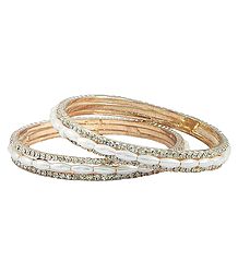 Pair of White Stone and Bead Metal Churi