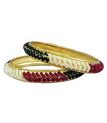 Pair of Beaded Metal Bangles