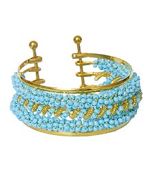 Light Blue Beaded Cuff Bracelet