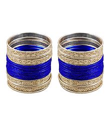 Set of 2 Blue Metal Bangles