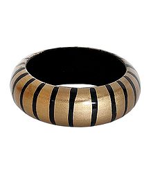 Black Stripe on Beige Wood Bracelet