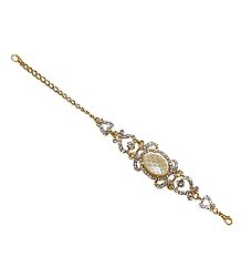 White Stone Studded Metal Bracelet