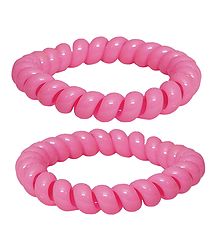 Pair of Acrylic Pink Stretch Bracelet