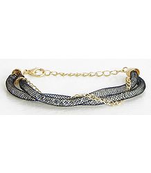 Crystal Beaded Metal Charm Bracelet