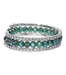 Bead and Stone Studded Spring Bracelet