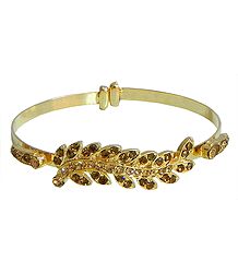 Faux Citrine Studded Metal Cuff Bracelet