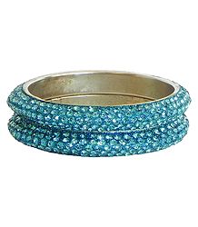 Pair of Cyan Stone Studded Bangles